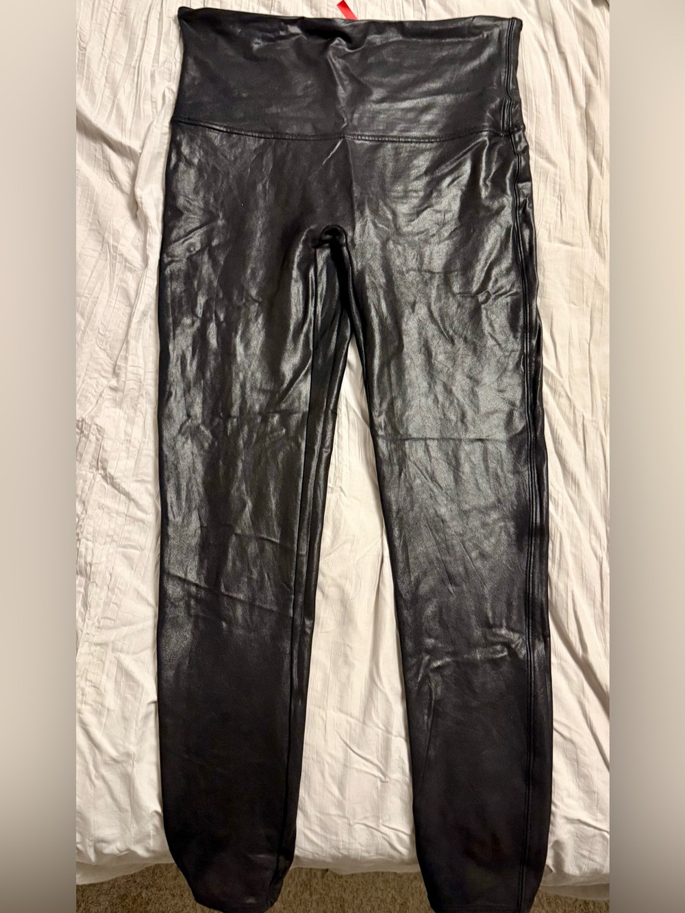 SPANX Black High-Shine Faux Leather Leggings